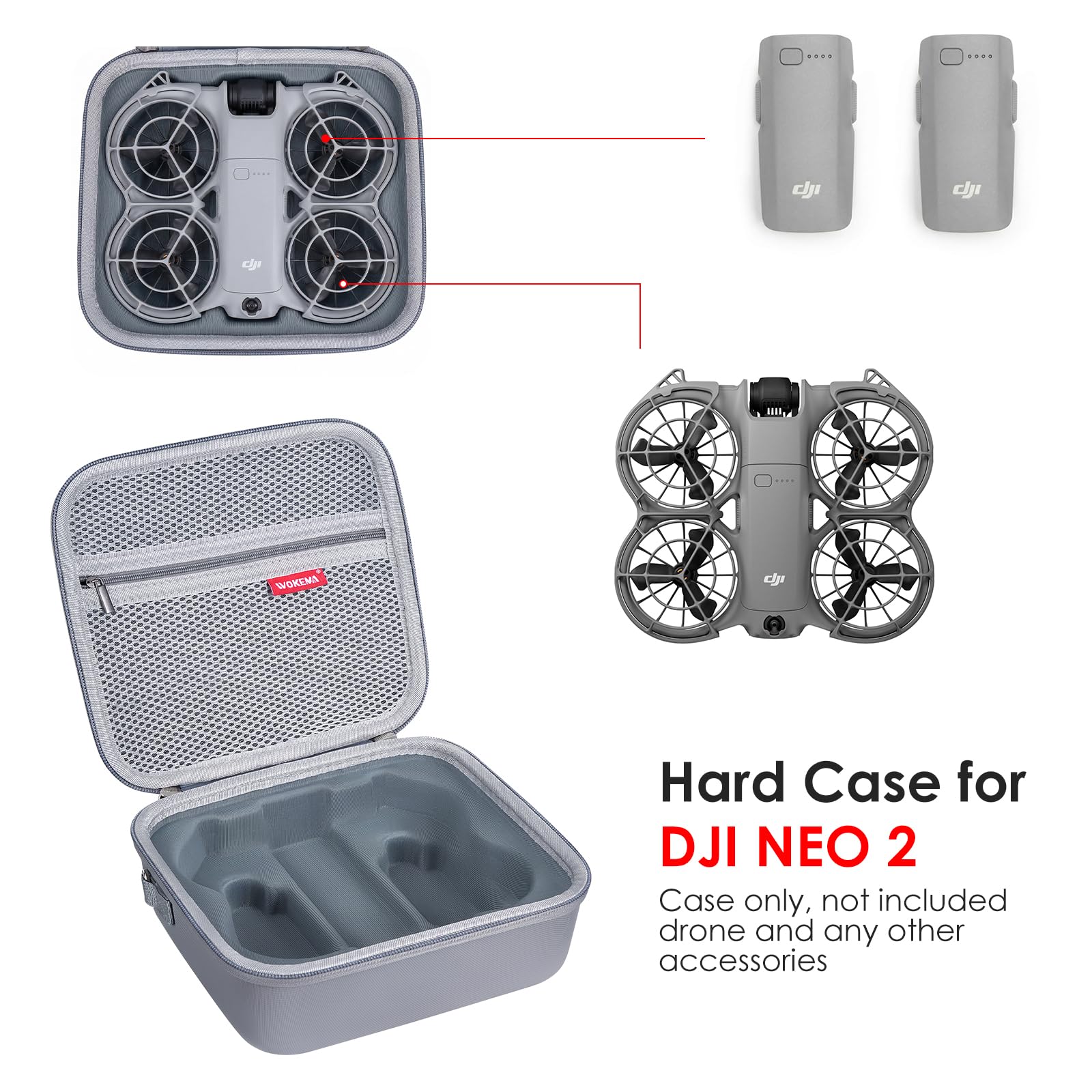 Borsa porta drone per DJI Neo 2, custodia rigida impermeabile per DJI Neo 2, borsa da viaggio in PU portatile e compatta con tracolla