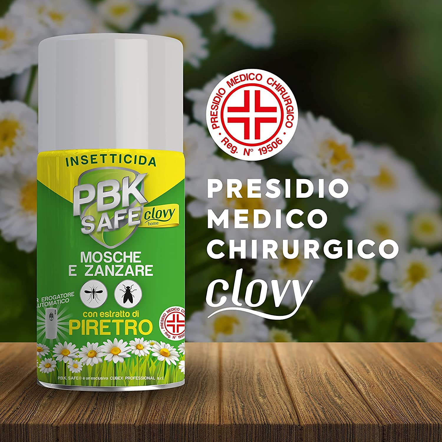 CLOVY PBK Safe Home INSETTICIDA AEROSOL con PIRETRO Naturale Stop a Mosche E ZANZARE 3PZ