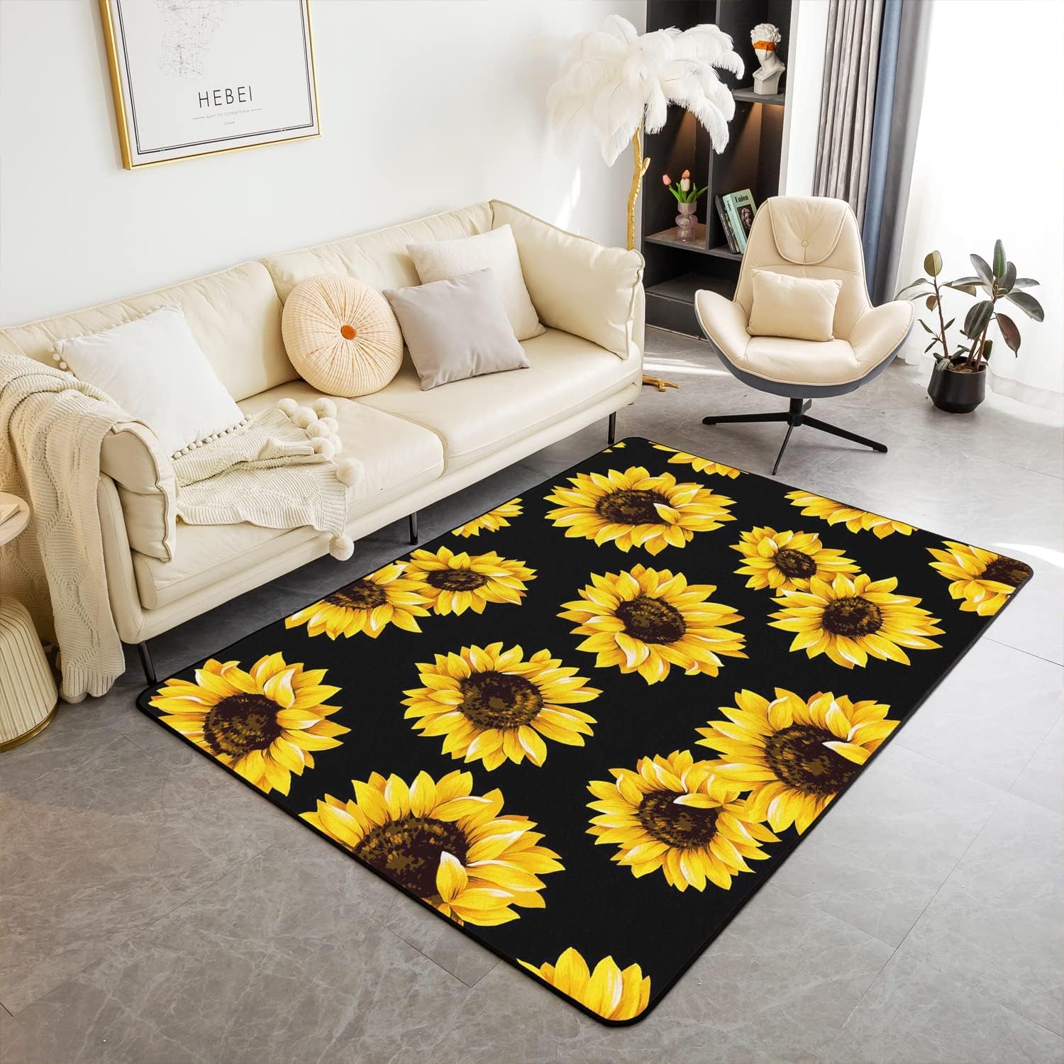 Tapis salon anti-slip imprimé fleur 3D grand format 180x280 pour home decor
