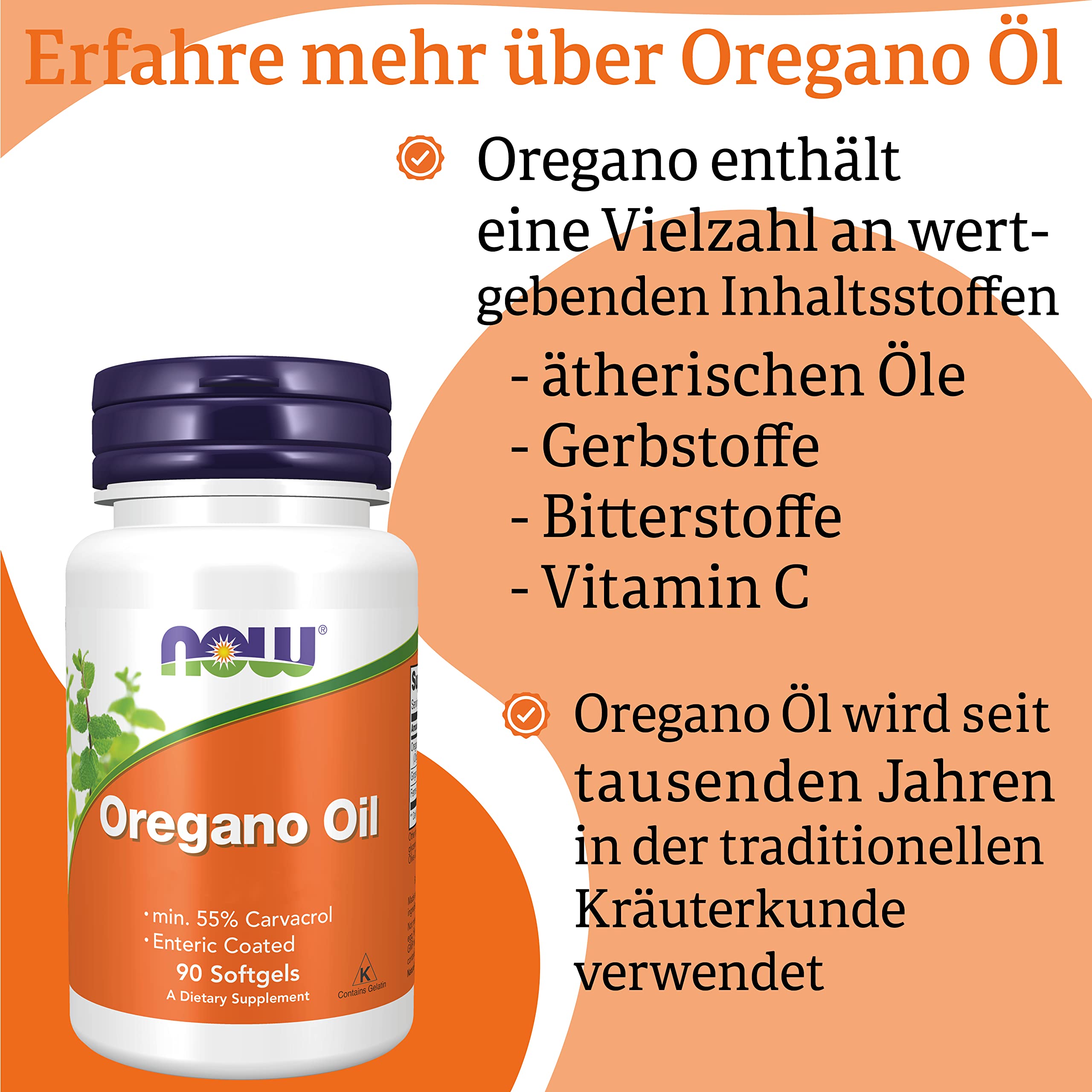 Now Foods, Oregano Oil, 90 Weichkapseln, Laborgeprüft, Pflanzlich, Glutenfrei, Sojafrei, Ohne Gentechnik