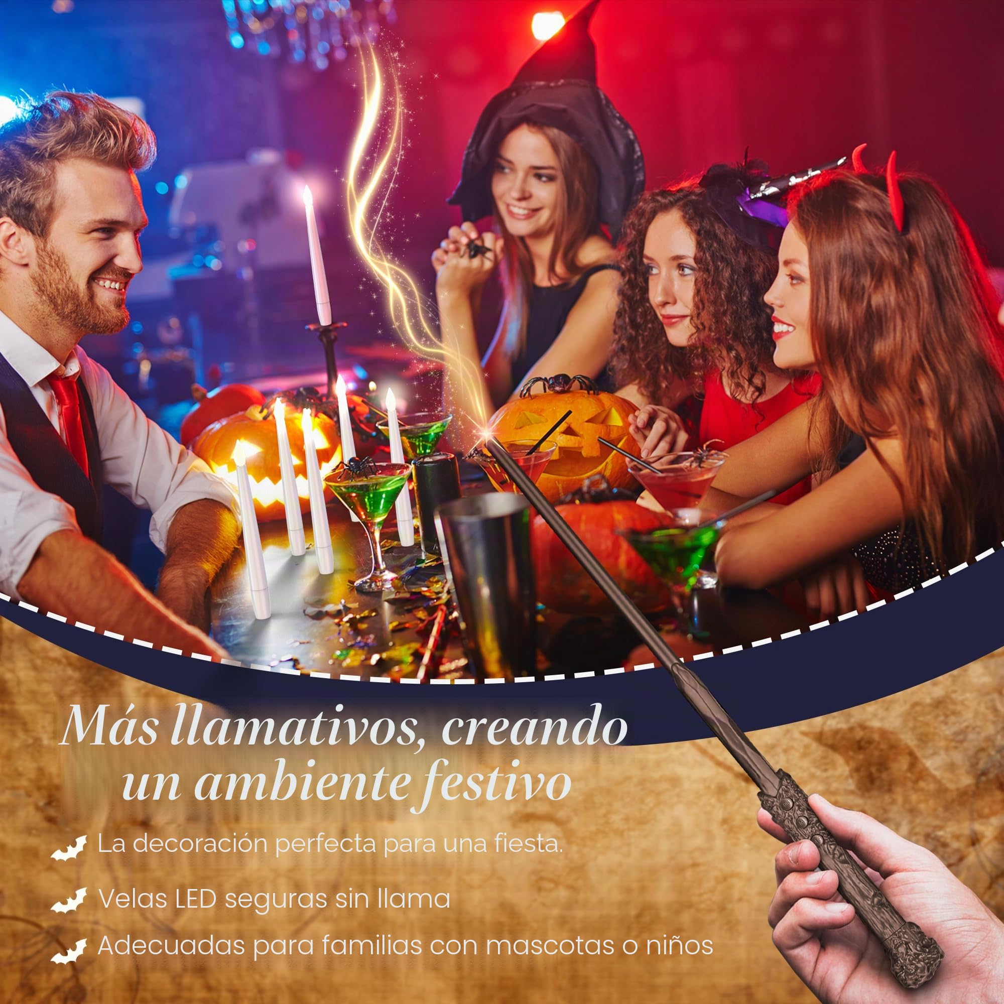 Velas flotantes, Velas LED sin llama con Varita Mágica de Control Remoto, Vela con Pilas para Fiestas Familiares Decoraciones Navideñas de Halloween (20 Pc)