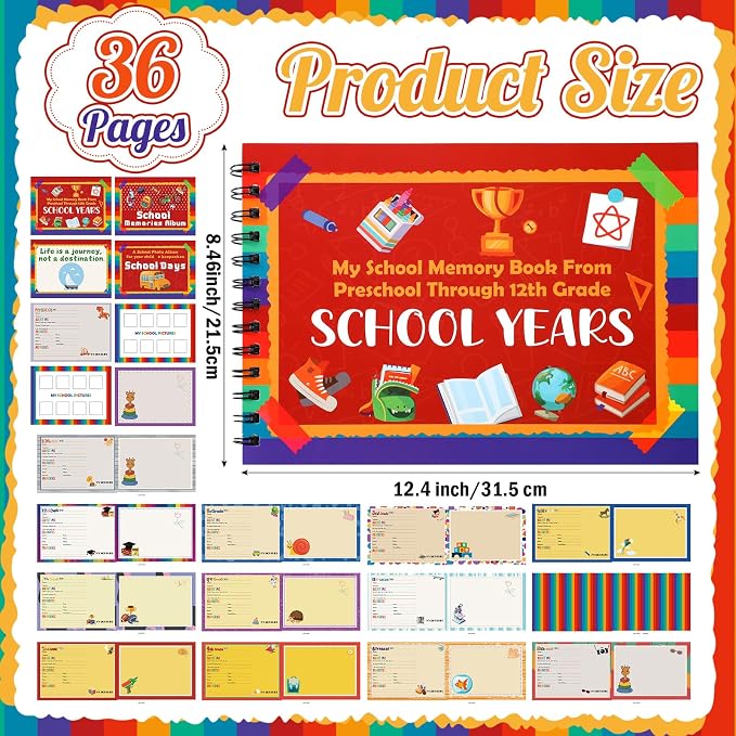 Álbum de fotos escolar con 14 bolsillos para niños miniatura 3