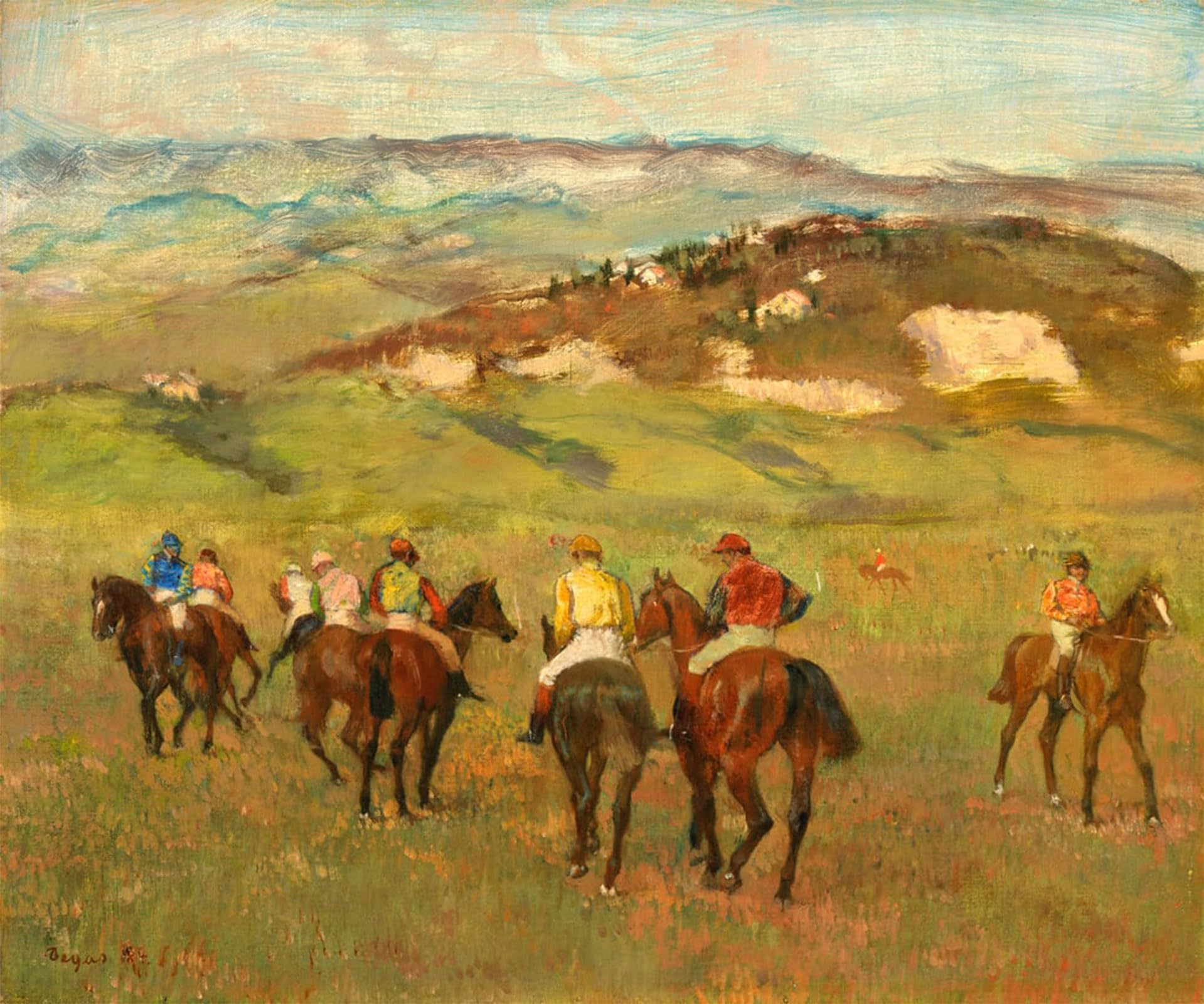 POSTERIIk Famous Print Pop Art Wall Art Graffiti Jockeys on Horseback Before Distant Hills by Edgar Degas Art Prints for Home Decor 60x90cm