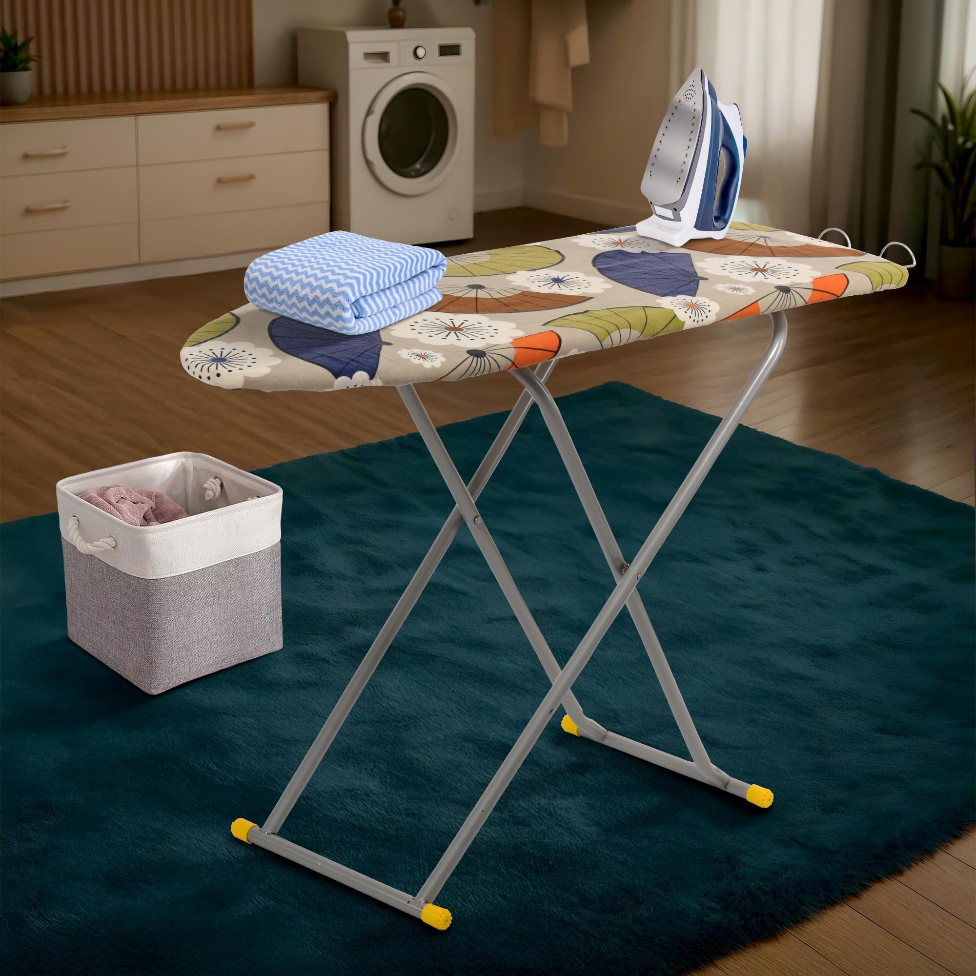Kuber Industries 15 Inch Adjustable Foldable Iron Stand for Clothes  Sarees Quick Pressing Board Ironing Table for Home Beige
