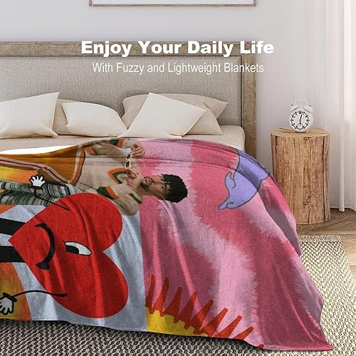 Miniatura 4 de opwsdejk Manta personalizada de rapero Bad Singer Bunny, mantas de microfibra de felpa y mantas para sofá, manta de aire acondicionado tamaño Queen