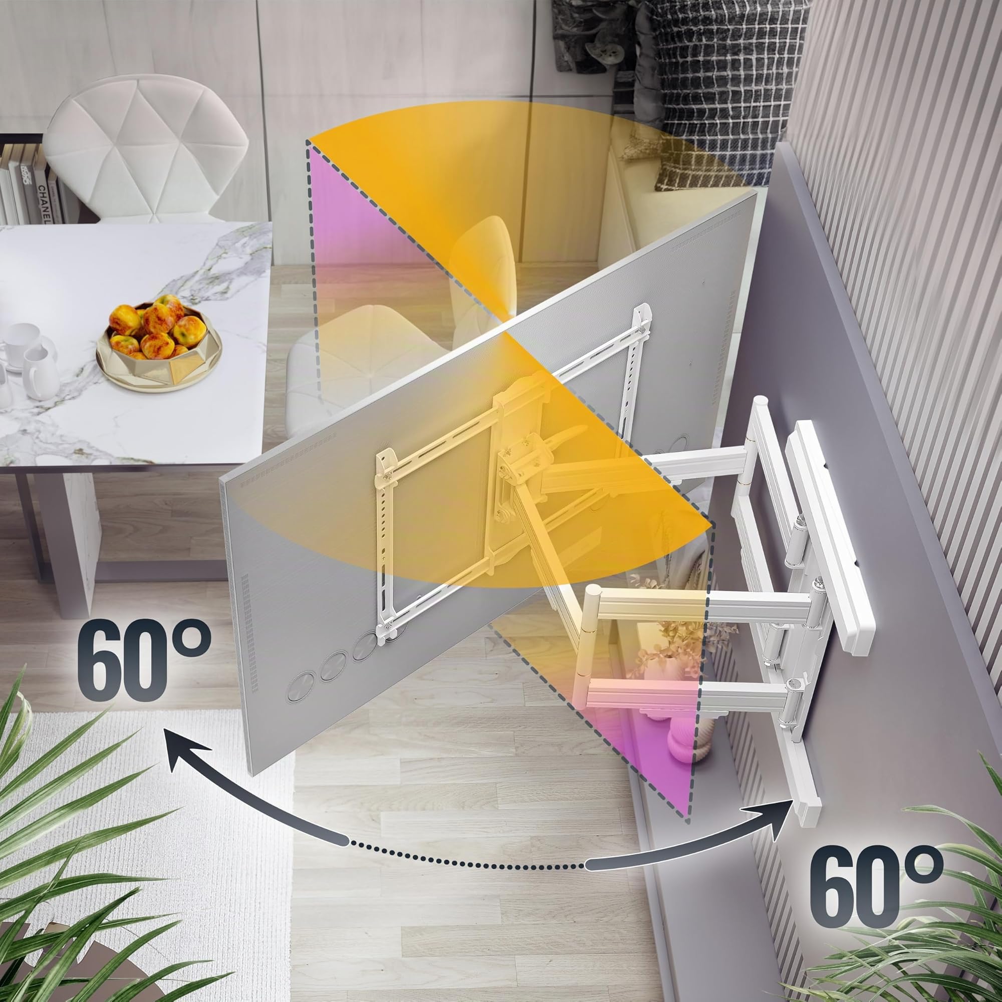 RICOO S7564-W Supporto TV da parete Staffa TV 55-100 pollici per 55 100 pollici girevole inclinabile fino a 70 kg max VESA 600x400
