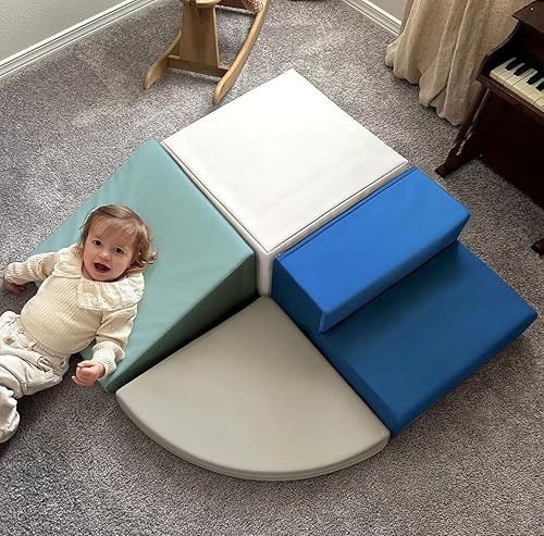 Miniatura 9 de little dove Juego grande de 4 piezas de juguetes de escalada para niños pequeños de 1 a 3 años, bloques de escalada de espuma para bebés, juguetes