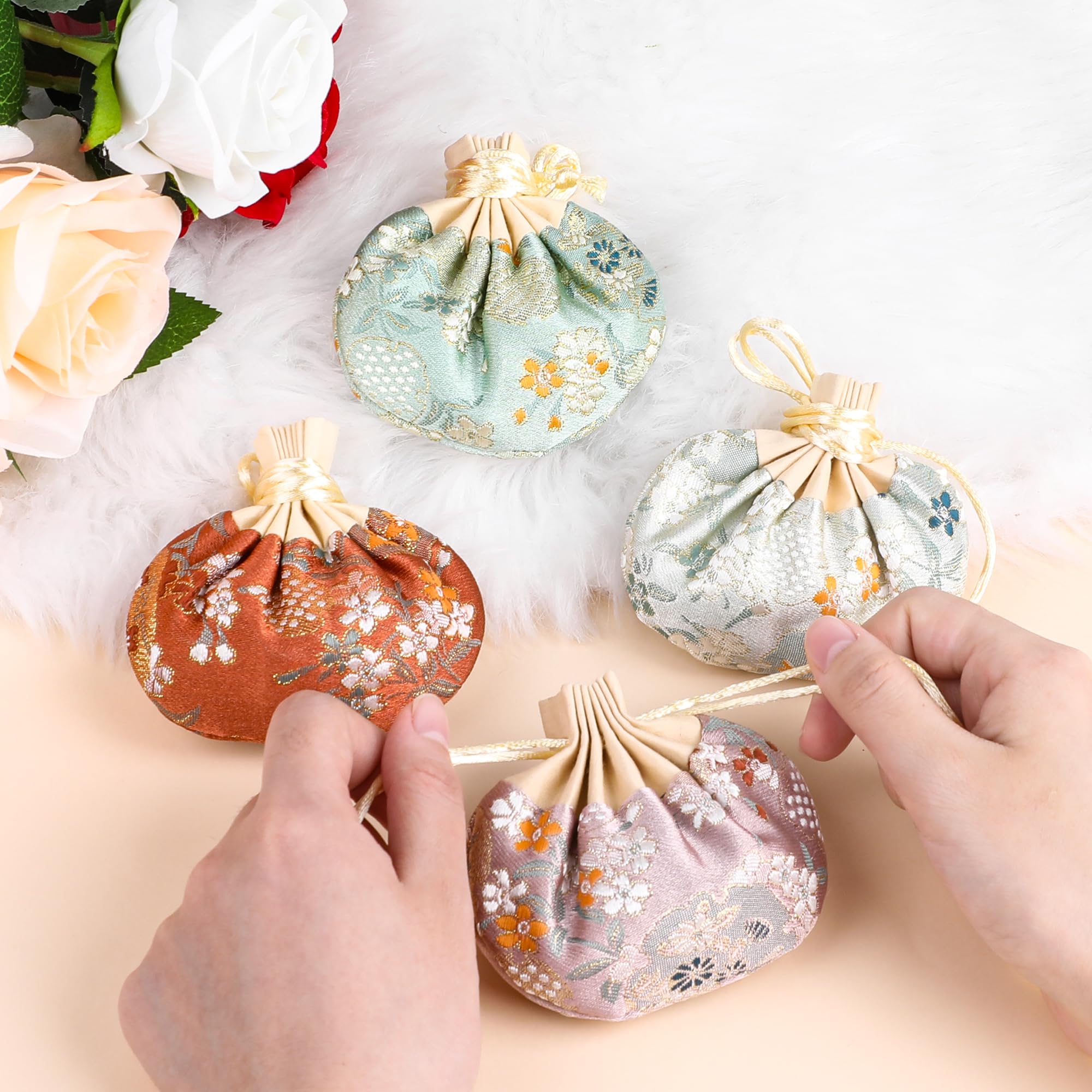 Amazon.co.jp: NERVUP 巾着袋 ラッピング袋 和柄 箔押し