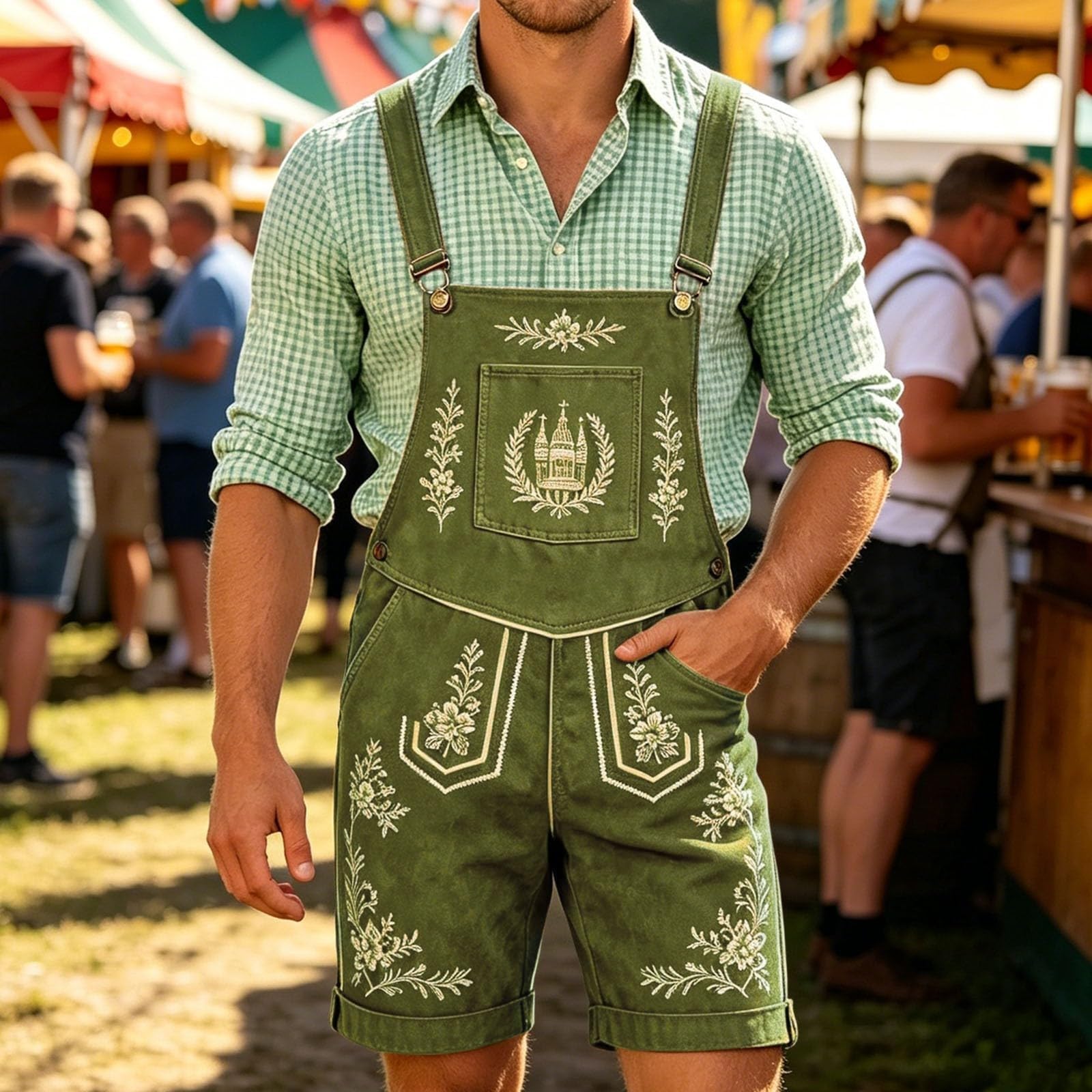 Bib Pants Short pour homme Imprimé rétro : pantalon de travail jambe droite
