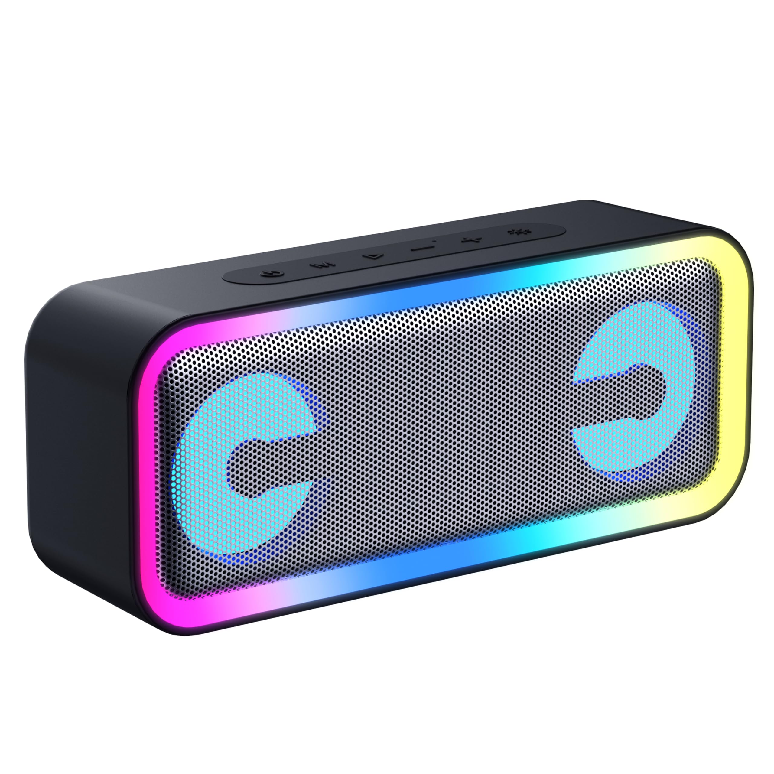 Cassa Bluetooth Potente Portatile con Luci, Speaker Bluetooth 5.4, 30W Basso Potenziato, IPX7 Impermeabile, 7 Luci RGB, 30 Ore Autonomia, Altoparlante Bluetooth per Party, TWS AUX TF-Card, Argento