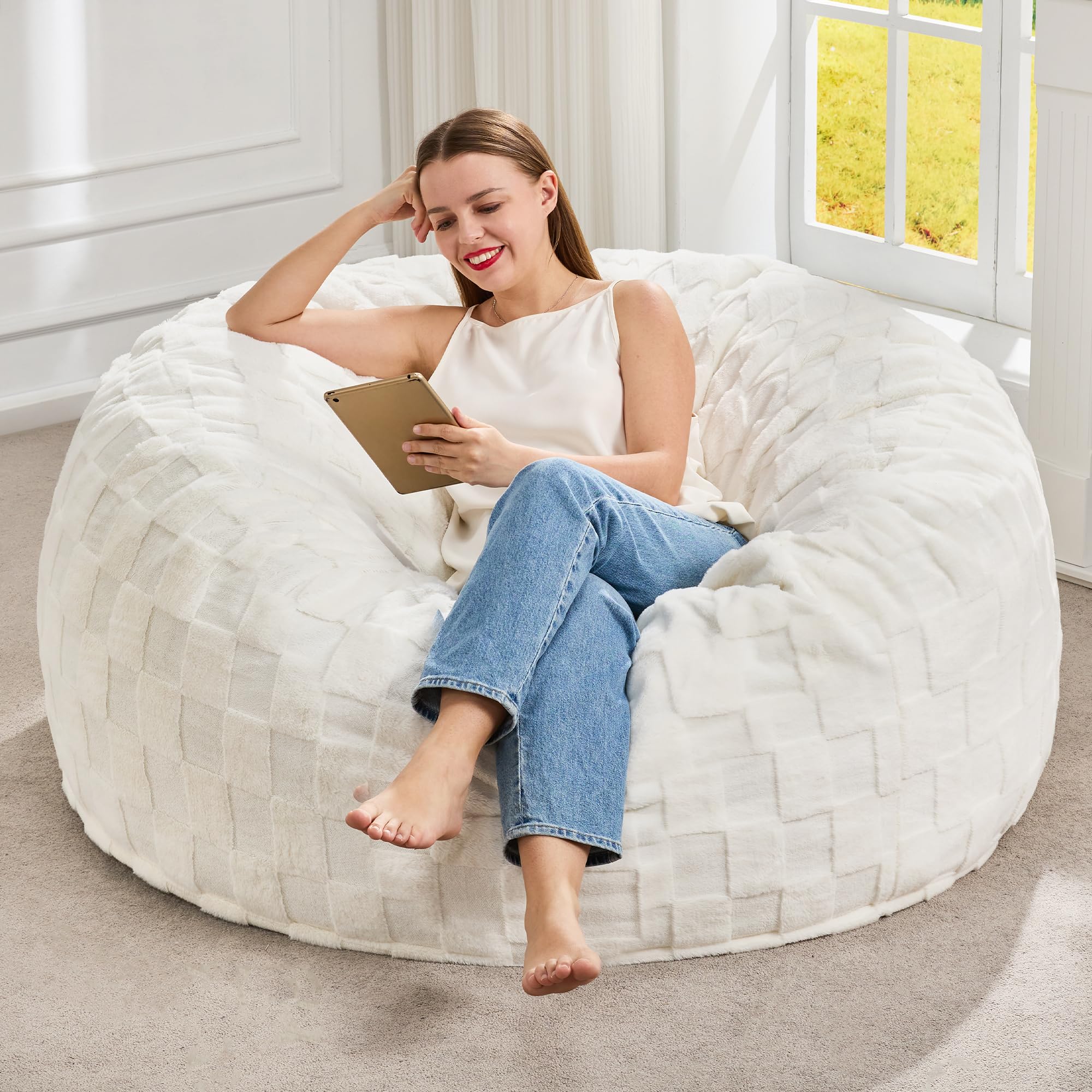 Giant Bean The Buff Bag Bean Bag Big Joe Soft Faux Leather Large