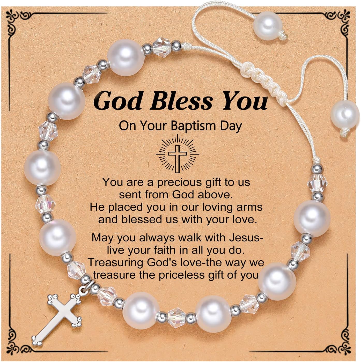 UNGENT THEMGirls Cross Bracelet, Baptism Gifts for Girl, Confirmation First Communion Gifts Bracelets for Girls Teens