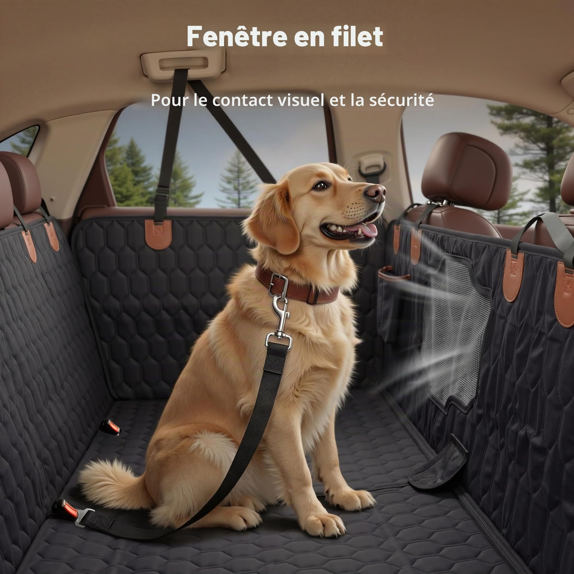 Fudajo Couverture siège arrière pour Chiens - 1320 x 570 x 350 mm/Oxford 600D - Housse séparable Banquette arrière Voitures - Transport canin félin