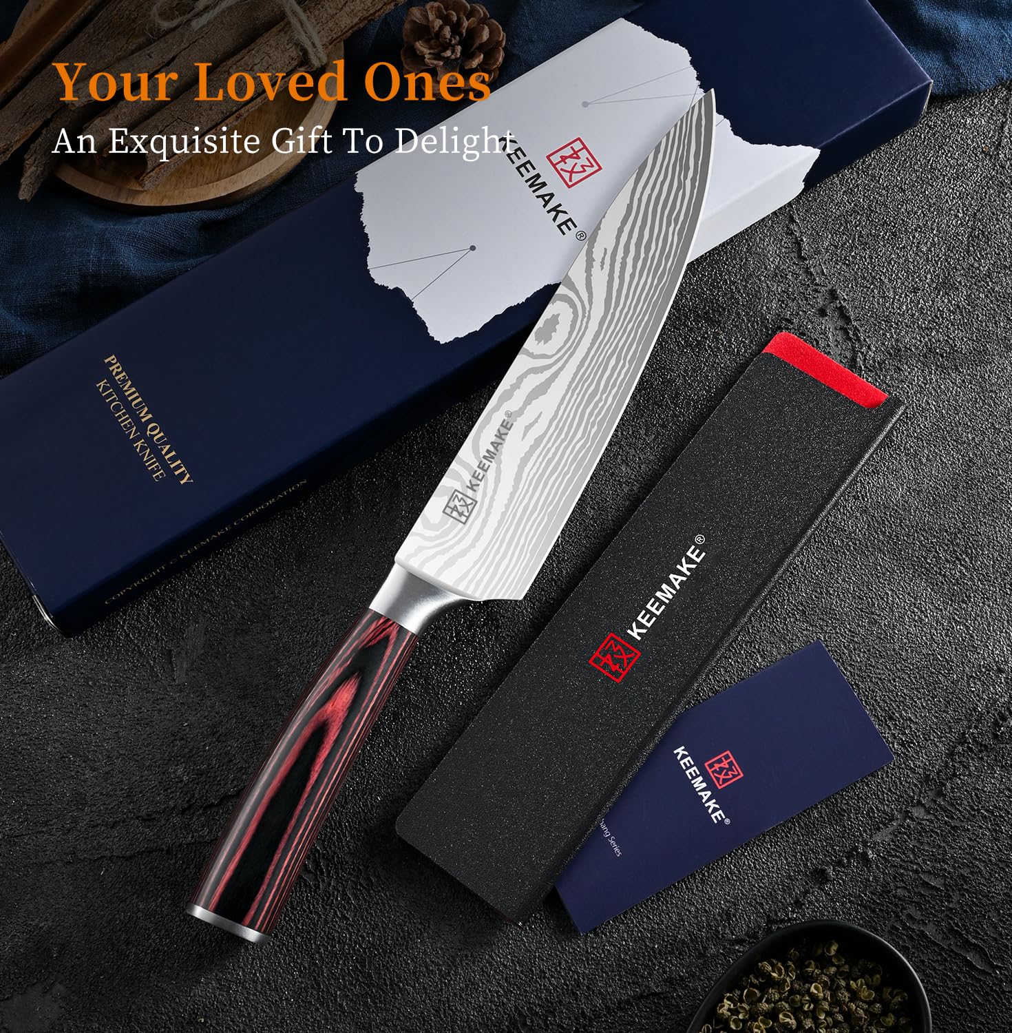 KEEMAKE 8" Chef Knife, Ultra Sharp Kitchen Knife with Ergonomic Handle — Amazon image 5