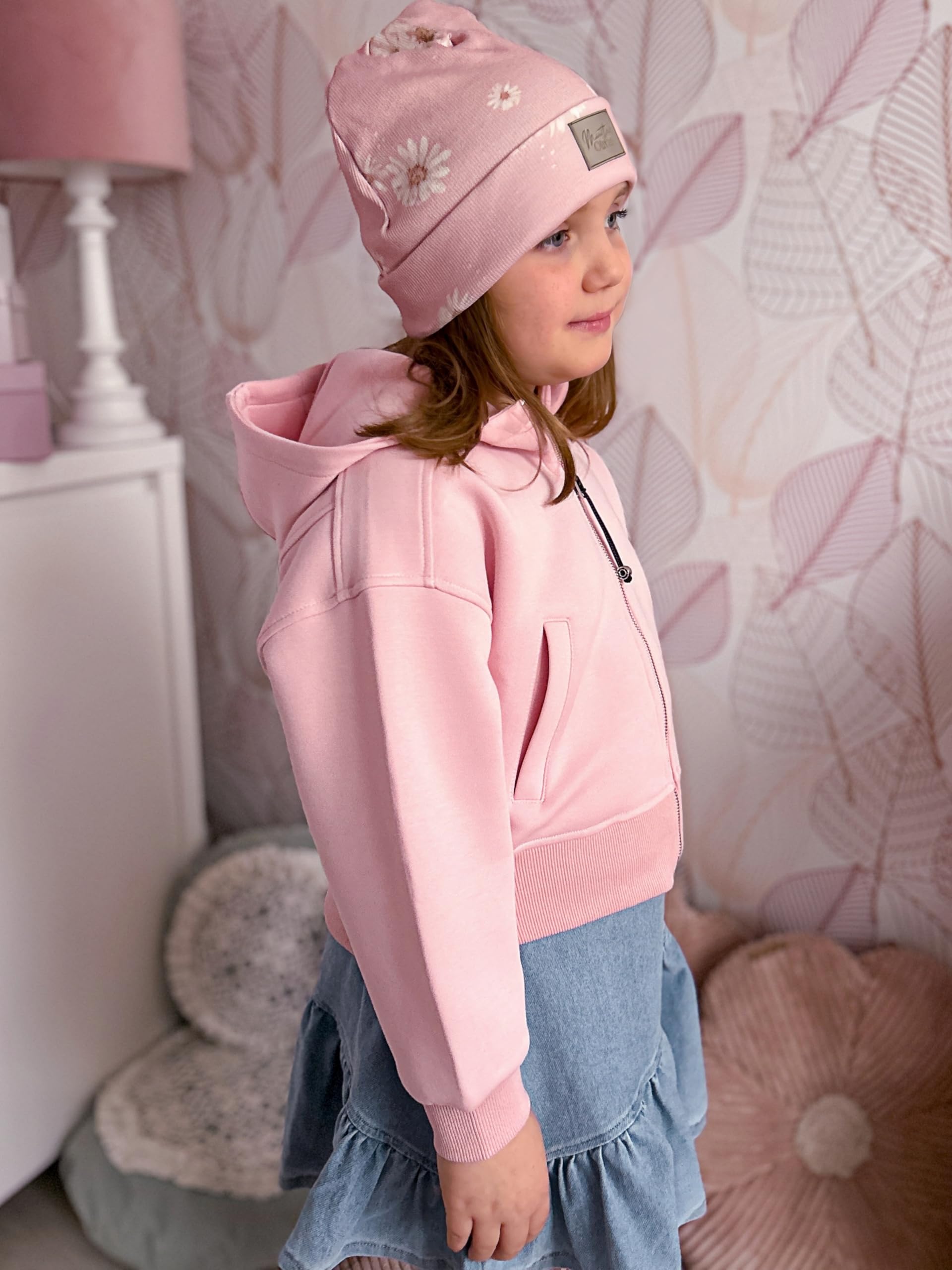 Rolanko Sweat à Capuche Zippé pour Filles, Veste à Capuche à Manches Longues Sweat-Shirt Chaud avec Poches pour Enfants