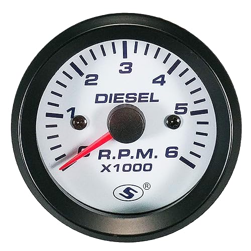 Tacómetro universal para alternador de 2 pulgadas 6000 RPM esfera blanca en tablero