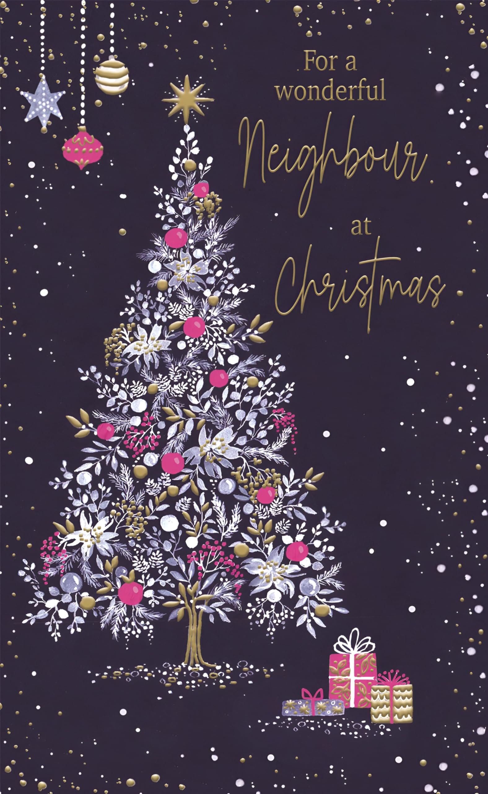 Weihnachtskarte 'Special Neighbours' – Modernes Design Mit Weihnachtsbaum & Kamin, Inkl. Umschlag