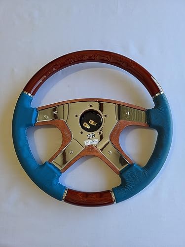 Miniatura 8 de Raptor Volante de madera de caoba y cuero azul océano de 15"