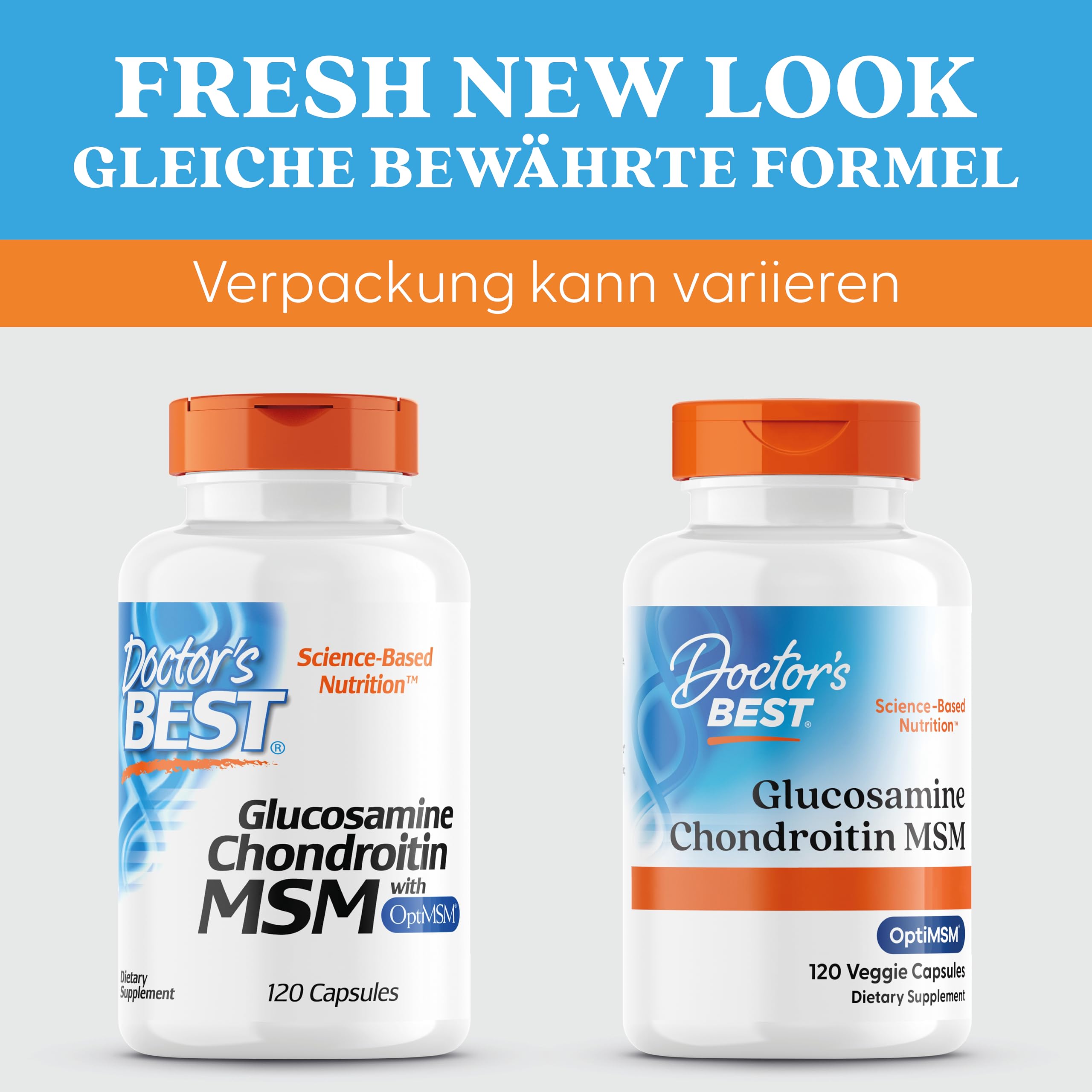 Doctor's Best, Glucosamin-Chondroitin MSM, mit OptiMSM, 120 Kapseln, Laborgeprüft, Sojafrei, Glutenfrei, Ohne Gentechnik