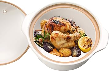 Uniware Heavy Duty Heat Proof Ceramic Pot, White, (1.25 Liter (7.5D X 3.5H / (19cm D x 9cm H))