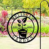 Vista 1 de Personalized Metal Garden Sign，Custom Name Outdoor Wall Decor, Family Last Name Wall Art ，Vegetable Sign, Yard Sign, Housewarming Gift for Garden