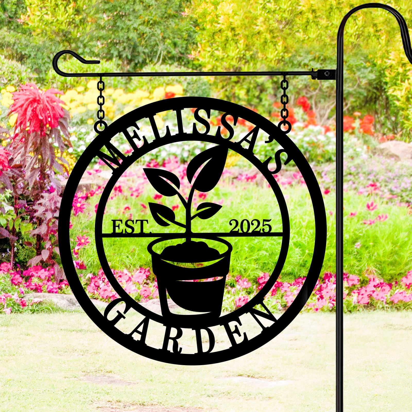 Personalized Metal Garden Sign，Custom Name Outdoor...