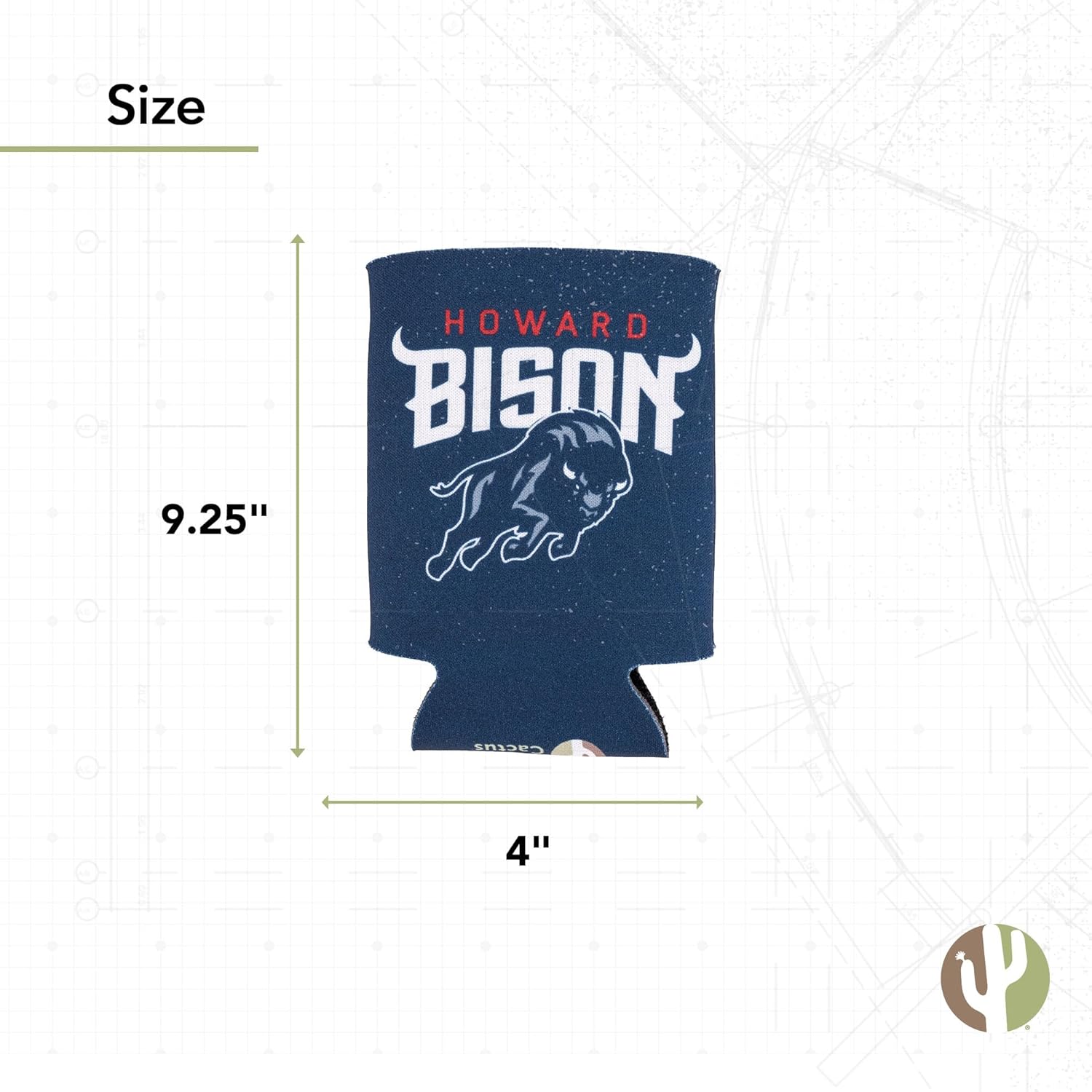 Desert Cactus Howard University Can Insulator Bison HU Beverage Cooler 1 Pack Foam 12oz Can Holder Single Sided (Design A)