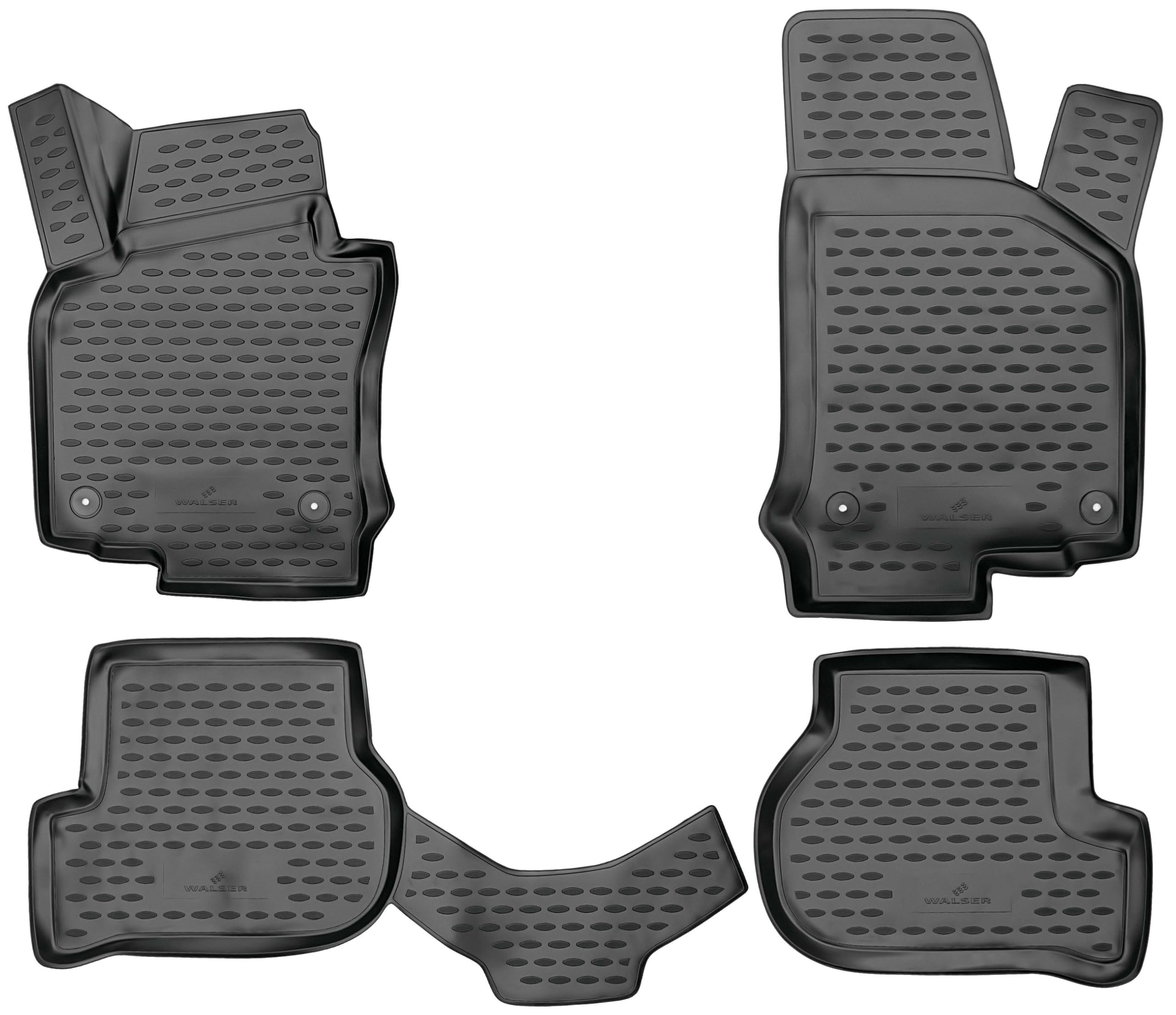 WALSER XTR Gummi Fussmatten Auto für VW Golf 6 10/2008-12/2014, Golf 6 Variant 07/2009-07/2014, 100% passgenaue Auto Fußmatten, robuste Universal Fußmatte Auto, Gummimatten Auto