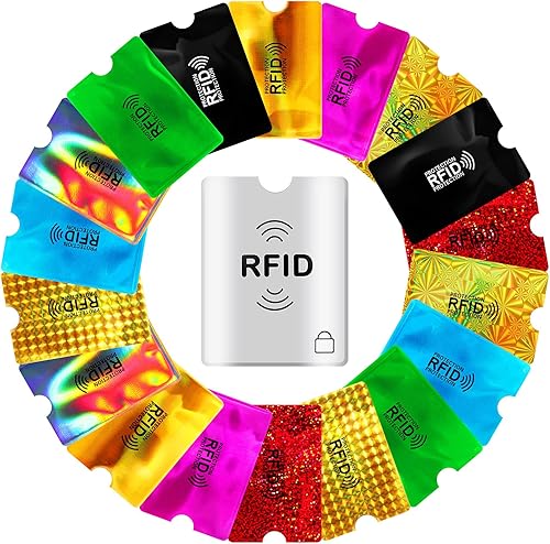 Miniatura 4 de Juego de 24 fundas de bloqueo RFID para tarjetas de crédito, incluye 18 protectores de tarjetas RFID y 6 protectores antirrobo para pasaporte para