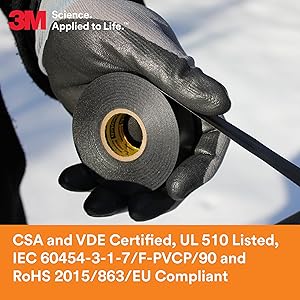 3M Scotch Super 33+ Electrical Tape - 3/4 in x 76 ft, Premium Grade All-Weather Vinyl, Resistant to Abrasion, Moisture, Corrosion, Alkalies - Long Roll, 1 in Core, Black, 10 Roll Pack