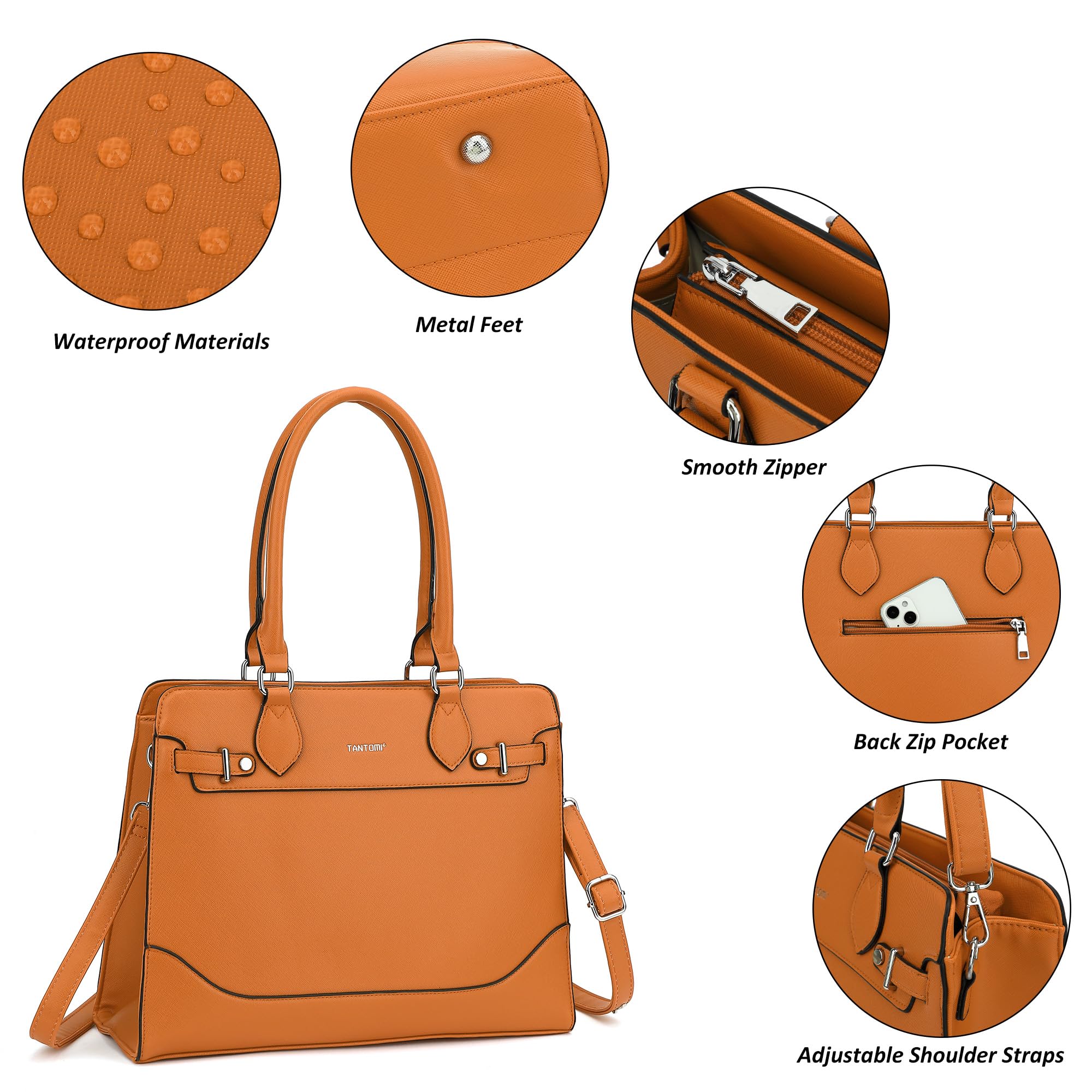 TANTOMI Bolsos de mano para mujer, bolsa de hombro simple con cremallera para trabajo casual