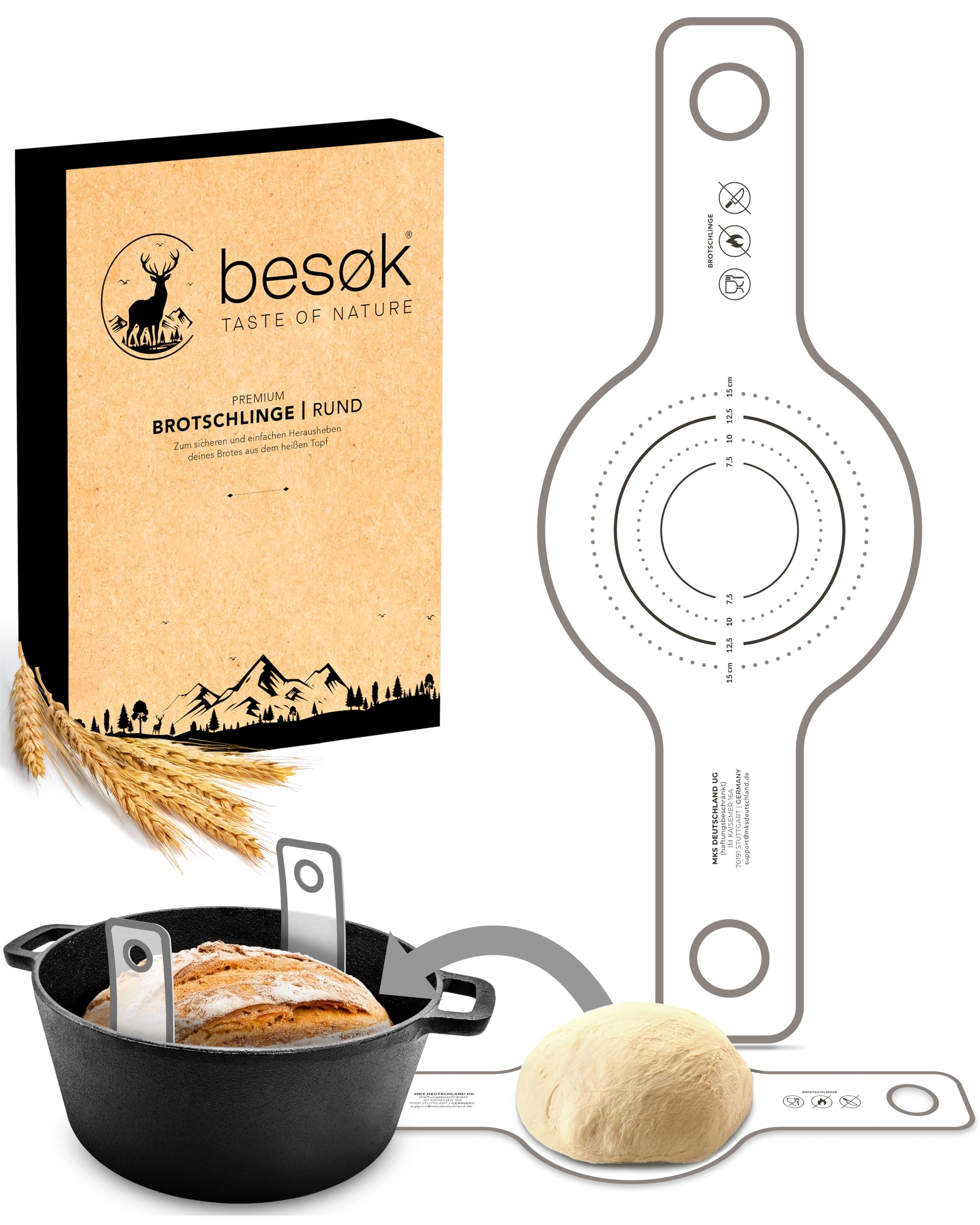 besøk Runde Brotschlinge aus langlebigen Silikon als Brot backen Zubehör - Die Brotbackmatte sorgt für reibungsloses Heben des Brotes aus dem Topf - Backmatte Brot, Bread mat, Back matte