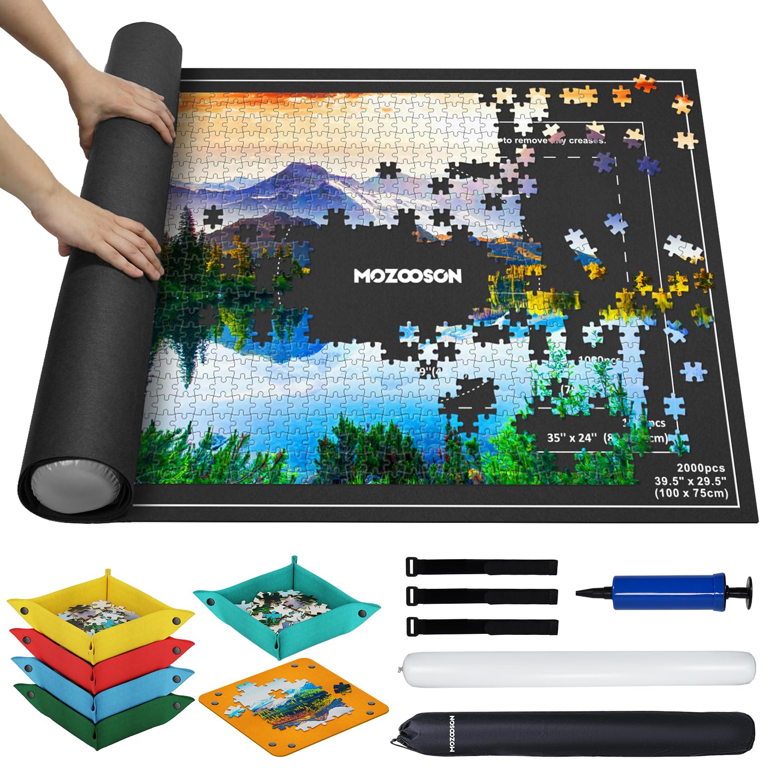 MOZOOSON Tappeto Puzzle da 2000, 1500, 1000 Pezzi, Tappetino Puzzle Feltro, Puzzle Portatile Tappetino, Puzzle Roll Up Mat Puzzle Pad Accessori per Puzzle