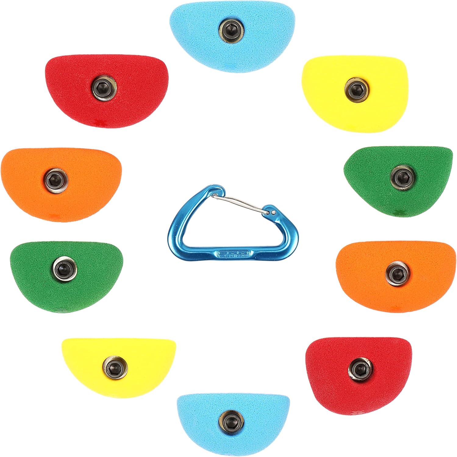 Atomik Rock Climbing Holds Set of 10 Bolt-On Straight Crimps in Assorted Bright Tones