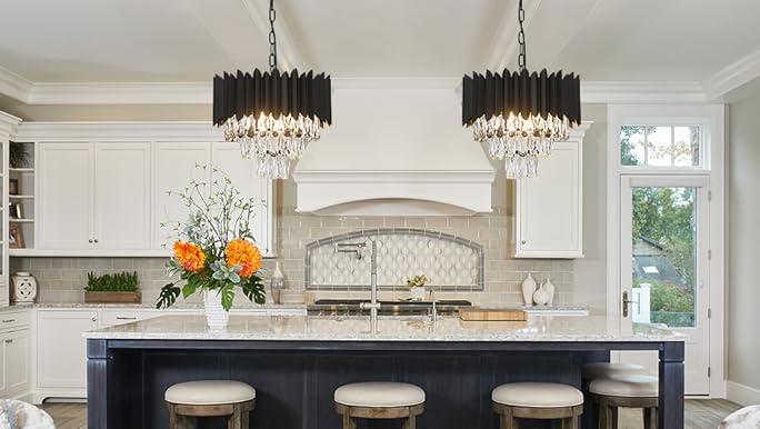 A AXILIXI Crystal Chandeliers Contemporary Small 16” Black