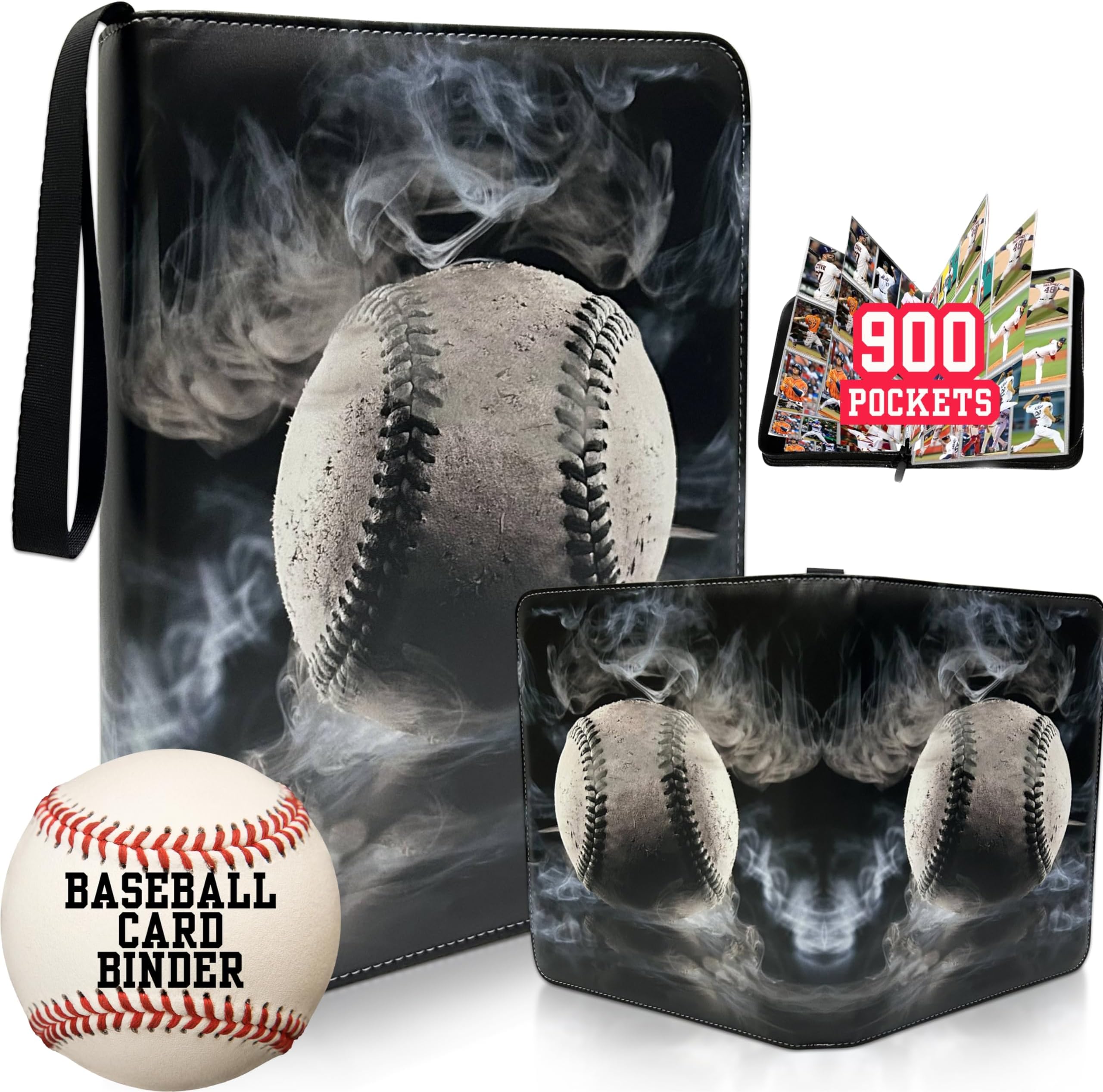 Ultra Pro Baseball Card Binder 900, Leather Card Binder, 9