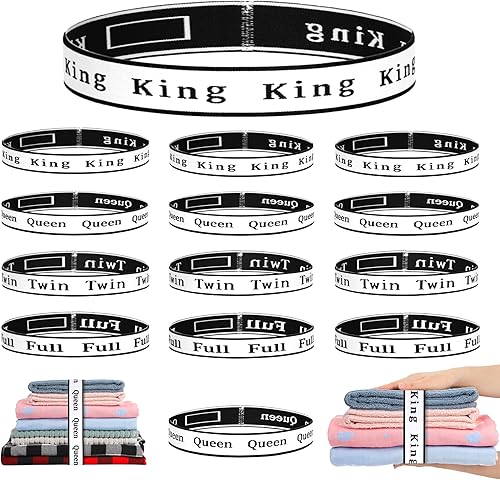 16 bandas organizadoras de sábanas y etiquetas, organizador de juego de sábanas plegables, Queen, King, matrimonial, individual