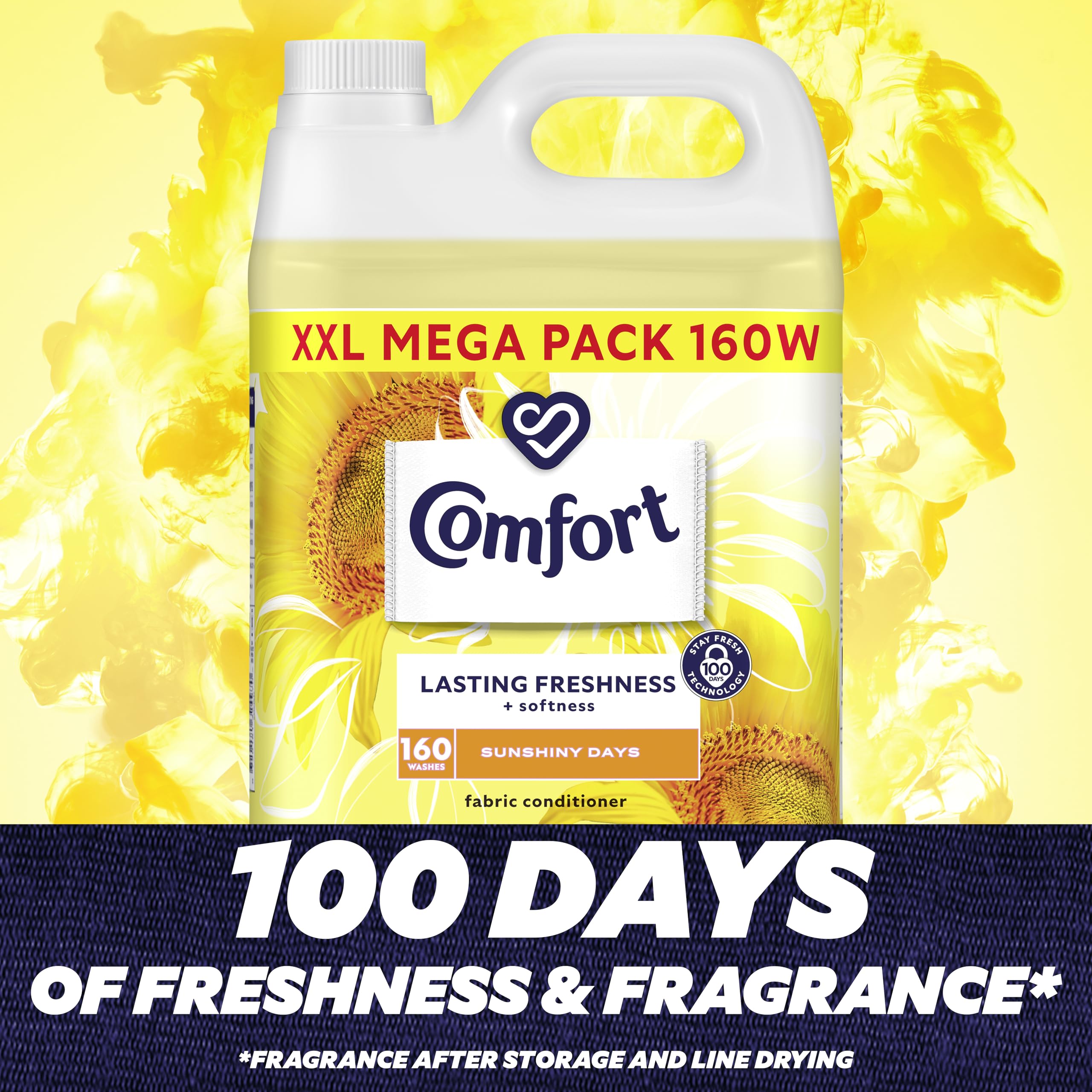 Comfort Sunshiny Days Odżywka do tkanin z technologią Stay Fresh zapewnia 100 dni świeżości + zapach; 160 szt. prania 4800 ml, 1 sztuka