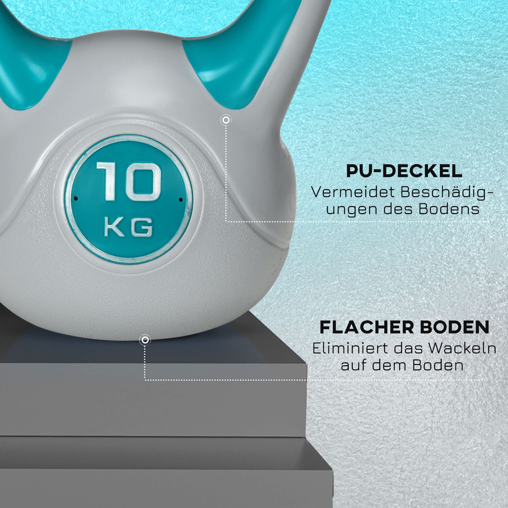 SPORTNOW Kettlebell 10 KG, Bodenschonende Kugelhantel, Schwunghantel Gewichtkugel für freies Gewichtstraining, Krafttraining, Gewichtheben, Ausdauer, Fitness, Blau