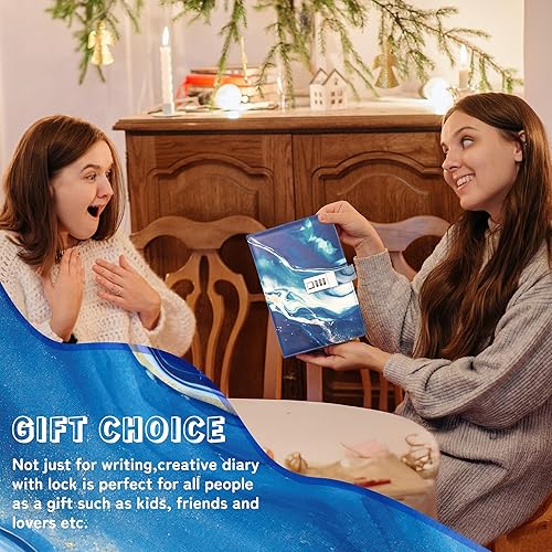 Vista 99 de CAGIE Diario con candado para niñas, A5 con contraseña rellenable, con forro, diario bloqueado, lindo regalo de Navidad y cumpleaños para niñas