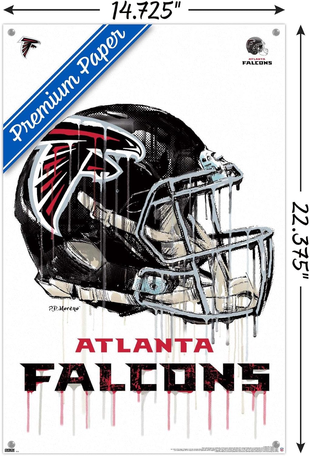 Trends International NFL Atlanta Falcons - Drip Helmet 20 Wall Poster with Push Pins