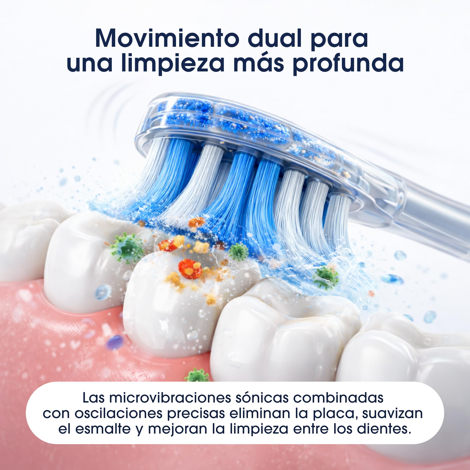 ZENT SoniQ Cepillo de dientes eléctrico sónico 2en1 | Ultrasonido 38.400 VPM Oscilación, IPX7, 4 modos, cepillo electrico con LCD, estuche de viaje, cable USB-C, 30 días batería