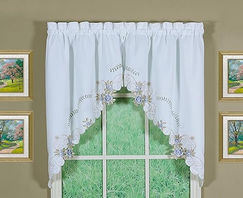 Vista 143 de Today's Curtain Verona - Persiana bordada inversa, 63 pulgadas, color crudo/antiguo