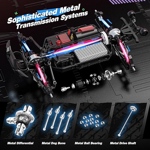 Miniatura 2 de DEERC Autos RC rápidos sin escobillas 1/14 para adultos y niños, auto de control remoto de alta velocidad máximo de 50 KM/H, camión monstruo RC 4 x