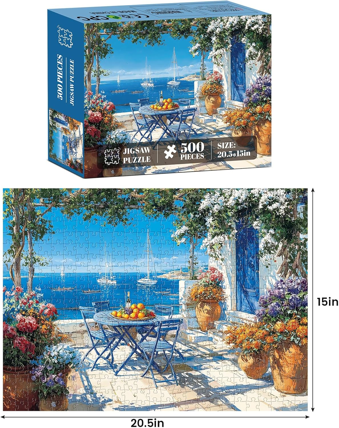 500 Piece Puzzles for Adults,Jigsaw Puzzles 500 Pieces Beach Puzzles,Beautiful Yard Puzzle Flower Puzzle Games for Adults Senior Recycled Cardboard Family Activity Game Nights Gift Toy