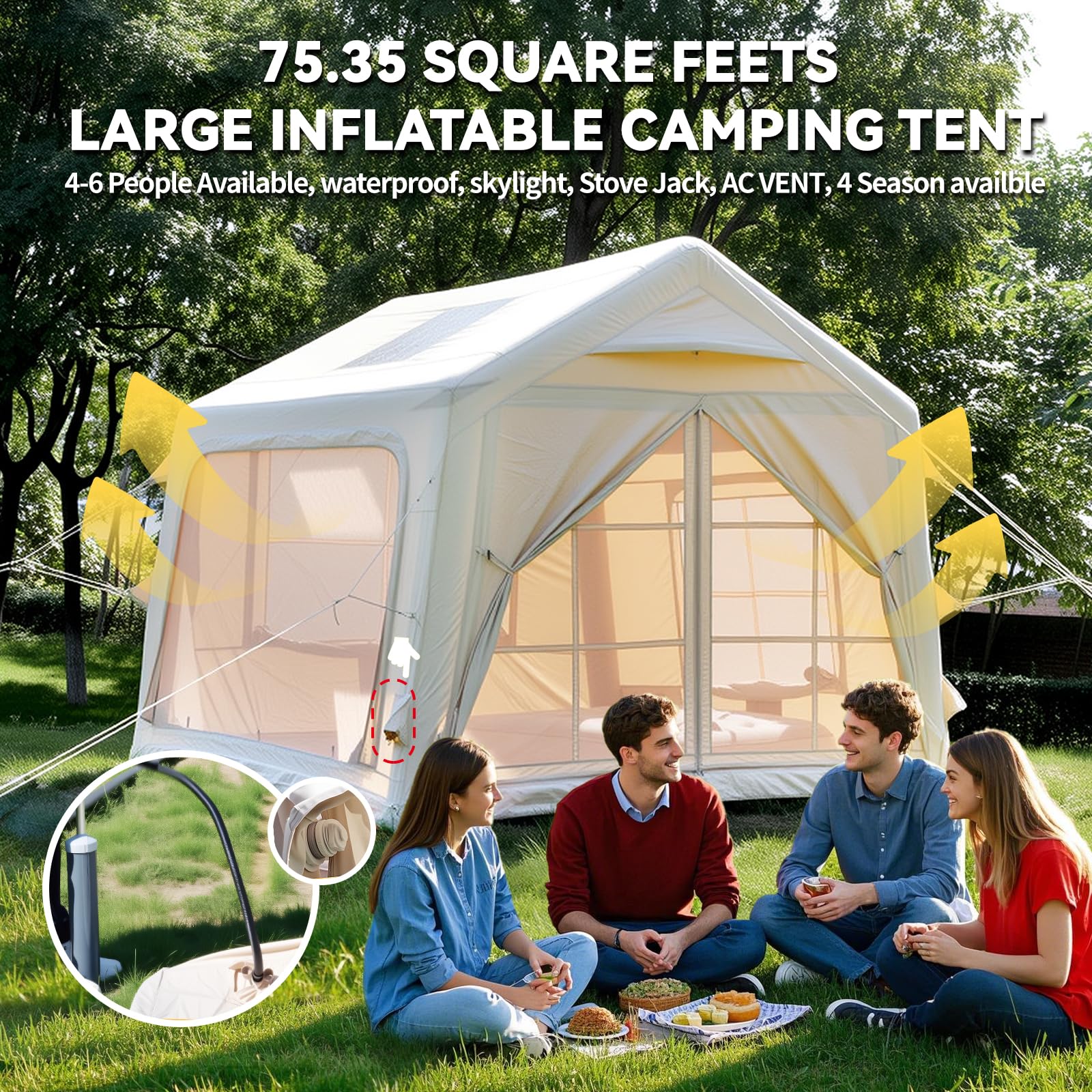 Amazon.com : Inflatable Camping Tent-76 Sqft, Large