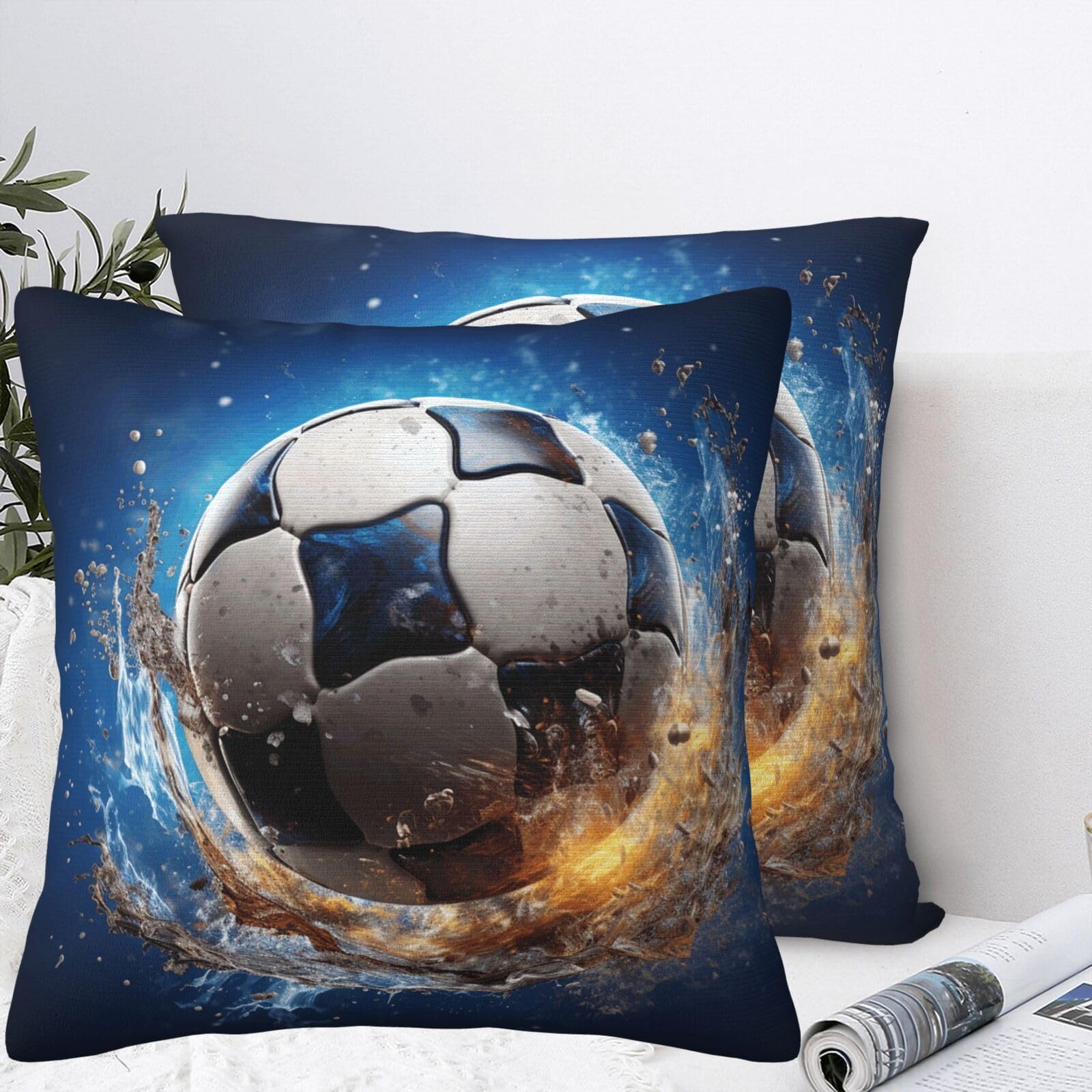QMKFWT Cool Football Plush Throw Pillow Covers 24"X24",Soft Cozy Couch Cushion Covers Decorative Pillow Cases for Holiday Home Bedroom Sofa Decors