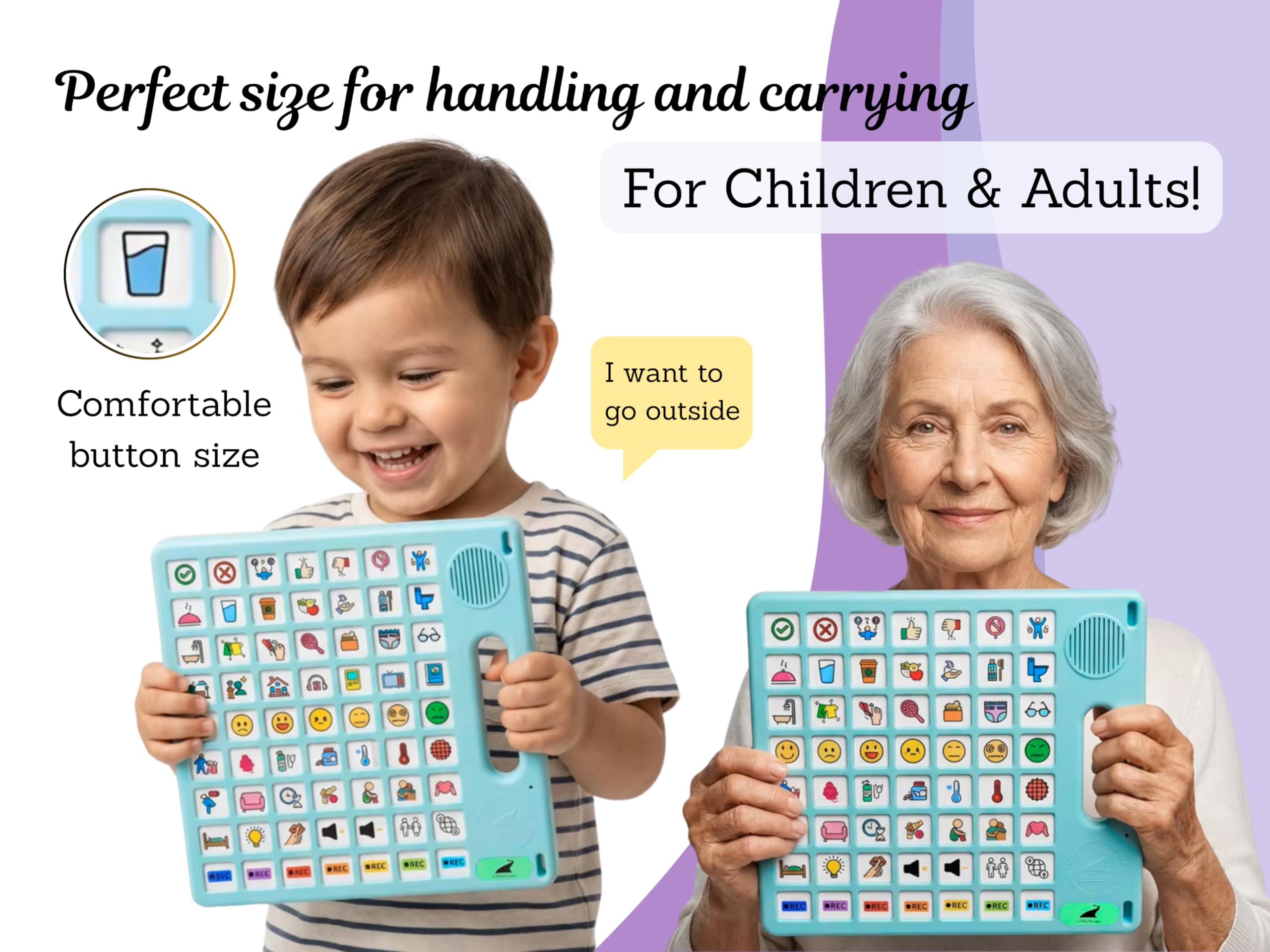 Appareil AAC pour l'autisme, support de communication pour la SLA, aide parlante TBI, outil vocal pour survivants non verbaux et accidents vasculaires cérébraux, aide parlante apraxie et apphasie, 52
