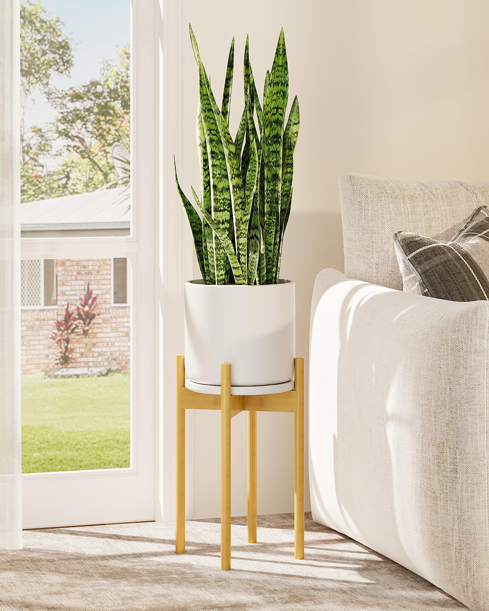 GENTINGBRO Support réglable en bambou naturel pour plantes