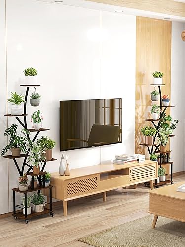 Miniatura 7 de Soporte para plantas de interior con luces de crecimiento, estante de plantas de 64 pulgadas de alto con rueda, soportes de esquina iluminados para
